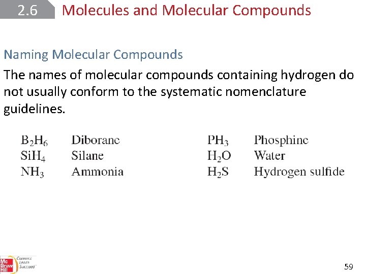 2. 6 Molecules and Molecular Compounds Naming Molecular Compounds The names of molecular compounds