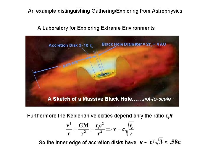 An example distinguishing Gathering/Exploring from Astrophysics A Laboratory for Exploring Extreme Environments Accretion Disk