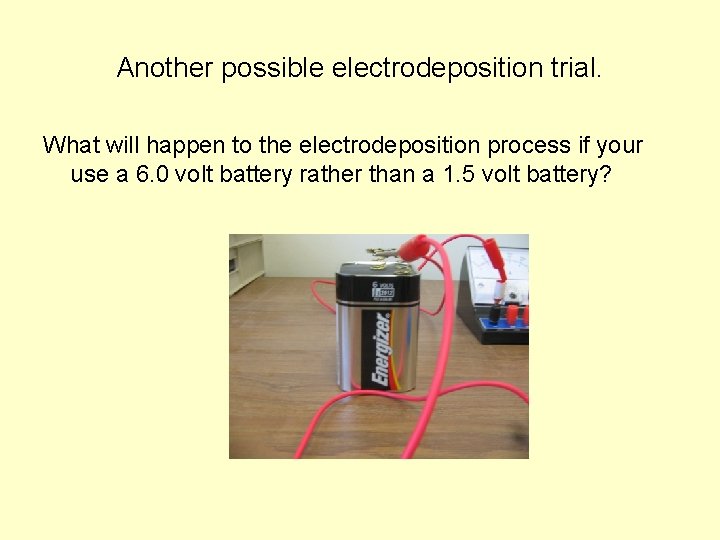Another possible electrodeposition trial. What will happen to the electrodeposition process if your use