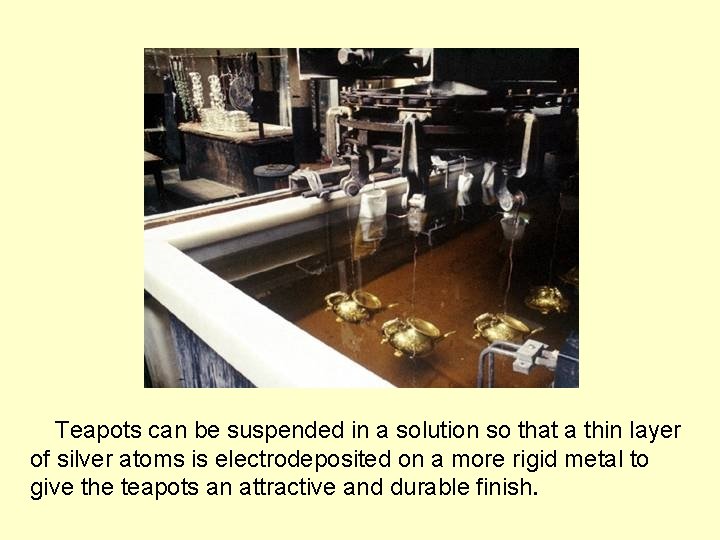 Teapots can be suspended in a solution so that a thin layer of silver