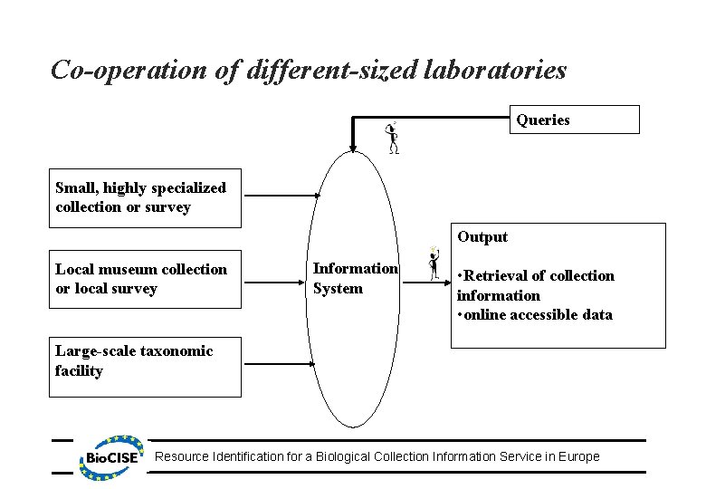 Co-operation of different-sized laboratories Queries Small, highly specialized collection or survey Output Local museum