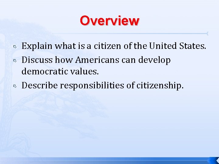 Overview Explain what is a citizen of the United States. Discuss how Americans can