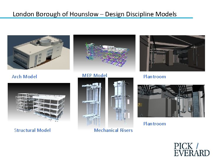 London Borough of Hounslow – Design Discipline Models Arch Model MEP Model Plantroom Structural