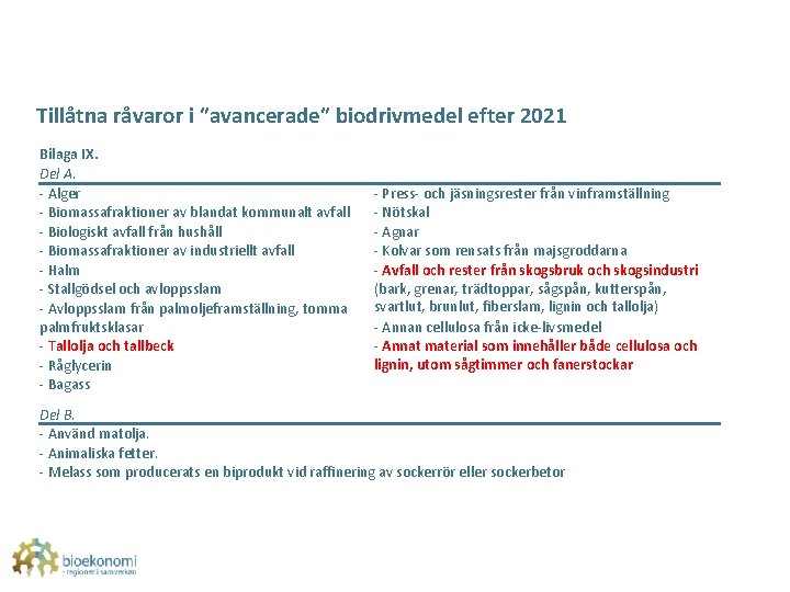 Tillåtna råvaror i ”avancerade” biodrivmedel efter 2021 Bilaga IX. Del A. - Alger -