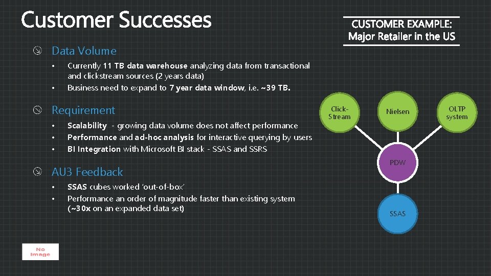 Data Volume • • Currently 11 TB data warehouse analyzing data from transactional and