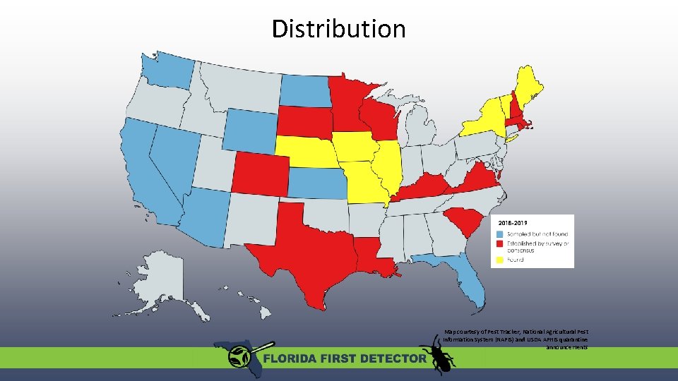 Distribution Map courtesy of Pest Tracker, National Agricultural Pest Information System (NAPIS) and USDA