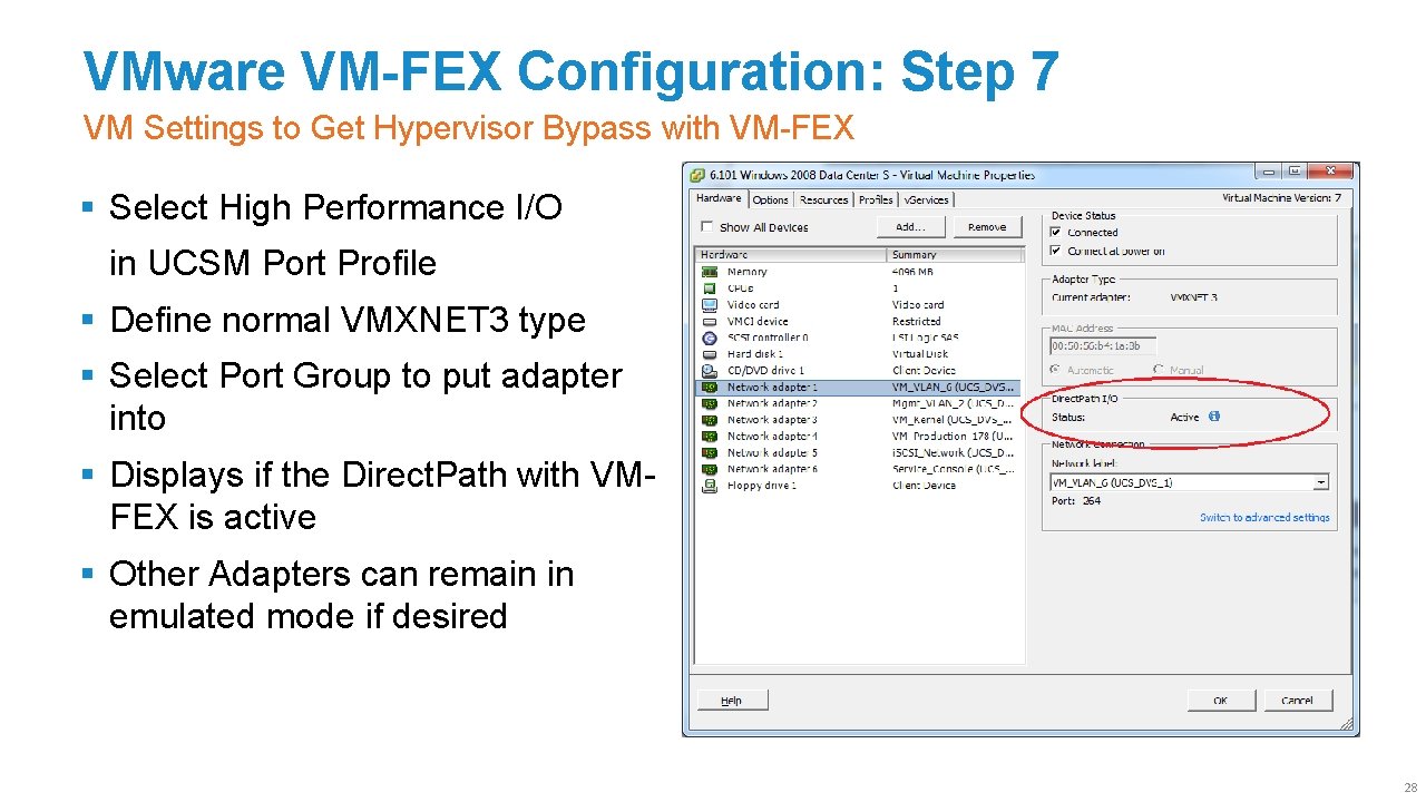 VMware VM-FEX Configuration: Step 7 VM Settings to Get Hypervisor Bypass with VM-FEX §