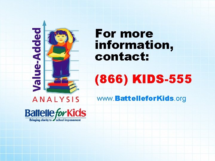 For more information, contact: (866) KIDS-555 www. Battellefor. Kids. org 