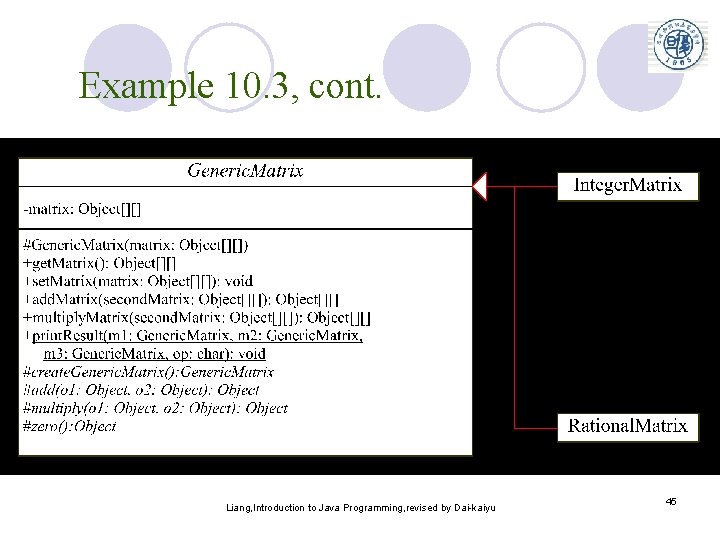 Example 10. 3, cont. Liang, Introduction to Java Programming, revised by Dai-kaiyu 45 Example 10. 3, cont. Liang, Introduction to Java Programming, revised by Dai-kaiyu 45