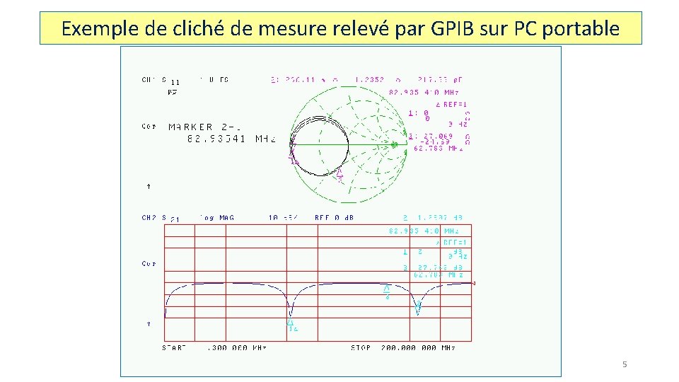 Exemple de cliché de mesure relevé par GPIB sur PC portable 5 