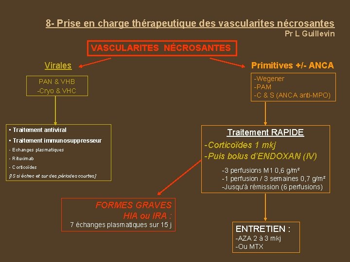 8 - Prise en charge thérapeutique des vascularites nécrosantes Pr L Guillevin VASCULARITES NÉCROSANTES