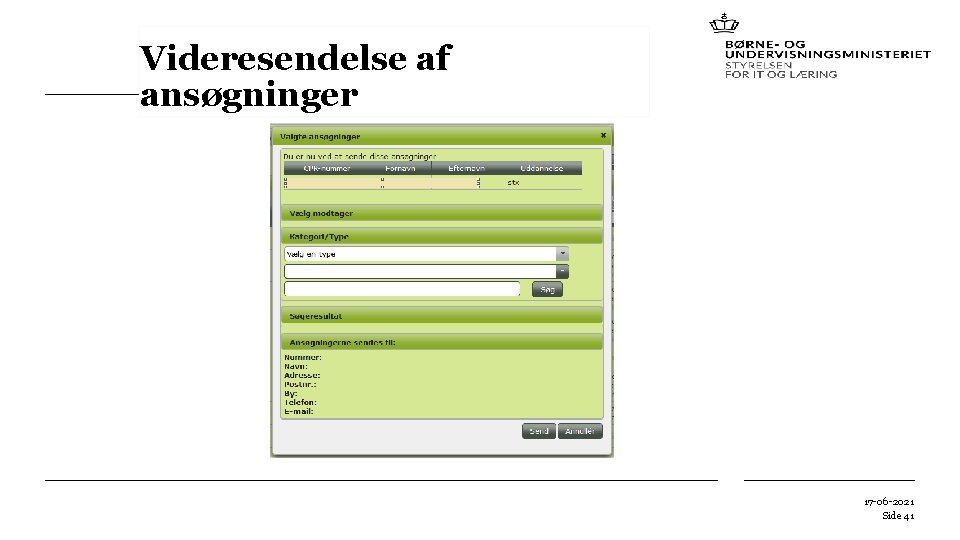 Videresendelse af ansøgninger 17 -06 -2021 Side 41 