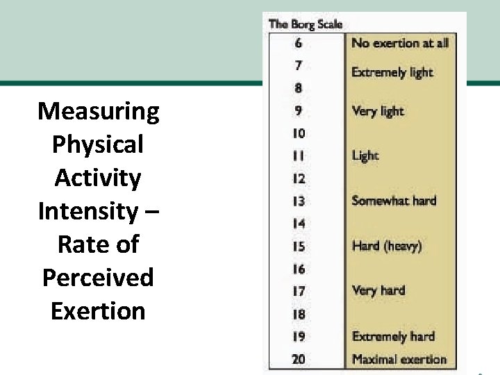 Measuring Physical Activity Intensity – Rate of Perceived Exertion 