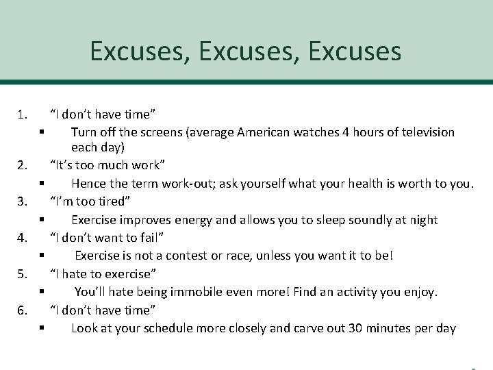 Excuses, Excuses 1. § 2. § 3. § 4. § 5. § 6. §