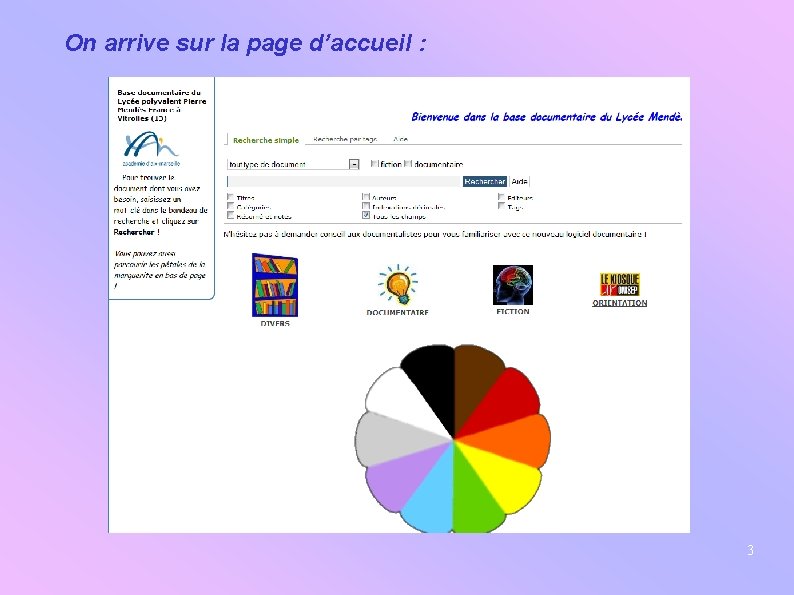 On arrive sur la page d’accueil : 3 