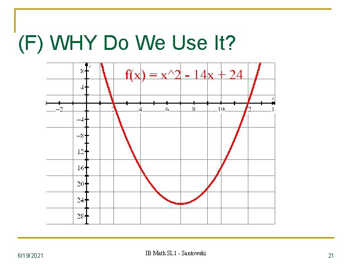 (F) WHY Do We Use It? 6/19/2021 IB Math SL 1 - Santowski 21