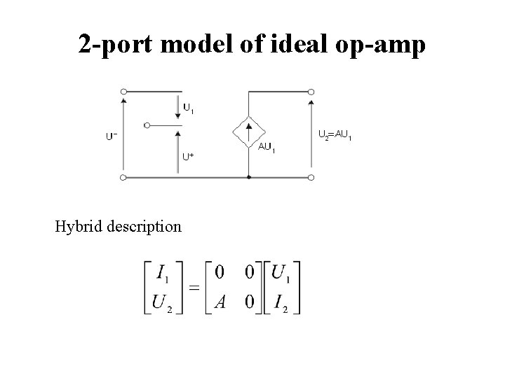 2 -port model of ideal op-amp Hybrid description 
