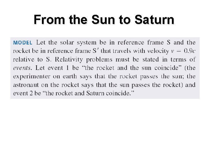 From the Sun to Saturn 