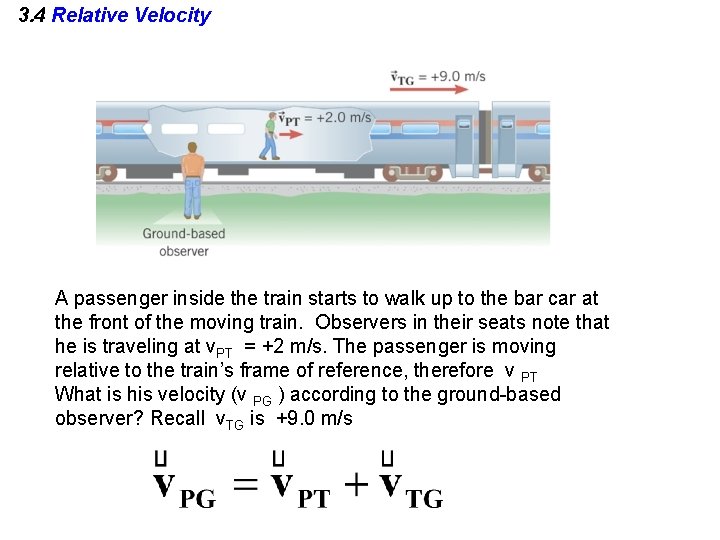 3. 4 Relative Velocity A passenger inside the train starts to walk up to