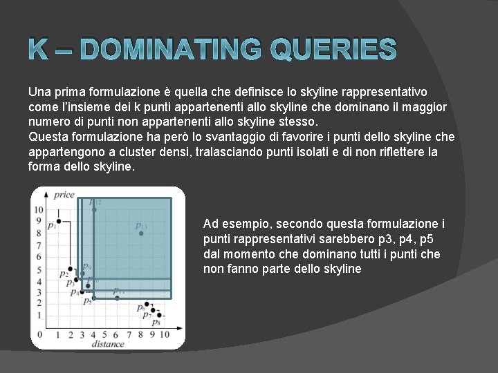 K – DOMINATING QUERIES Una prima formulazione è quella che definisce lo skyline rappresentativo