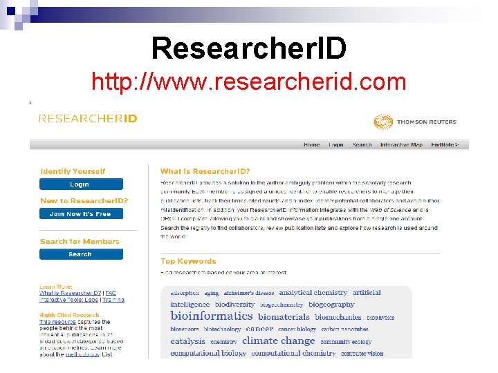 Researcher. ID http: //www. researcherid. com 