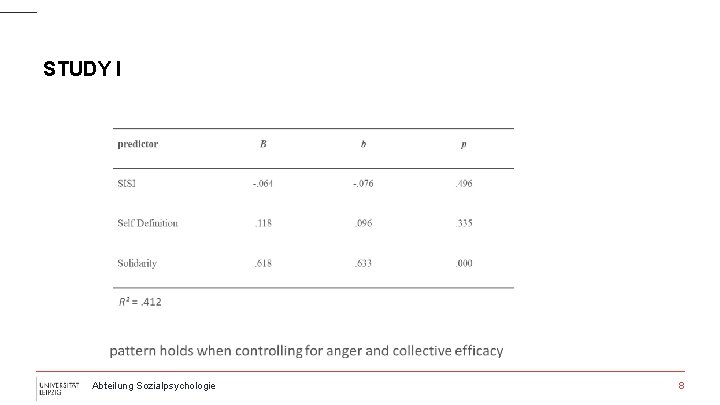STUDY I Abteilung Sozialpsychologie 8 