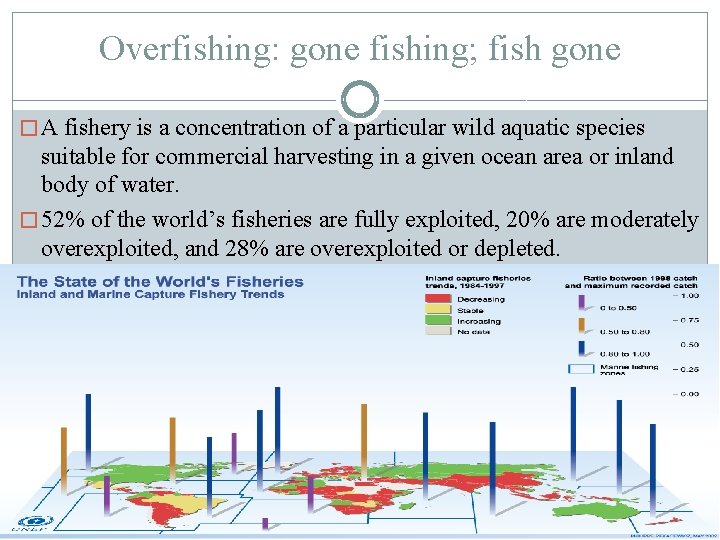Overfishing: gone fishing; fish gone � A fishery is a concentration of a particular