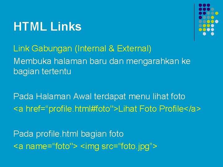 HTML Links Link Gabungan (Internal & External) Membuka halaman baru dan mengarahkan ke bagian