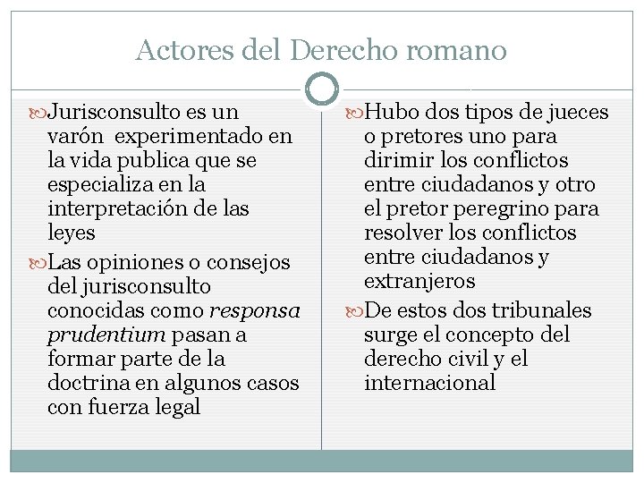 Actores del Derecho romano Jurisconsulto es un varón experimentado en la vida publica que