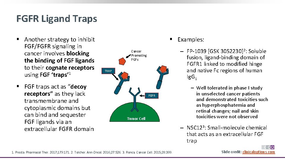 FGFR Ligand Traps § Another strategy to inhibit FGF/FGFR signaling in cancer involves blocking