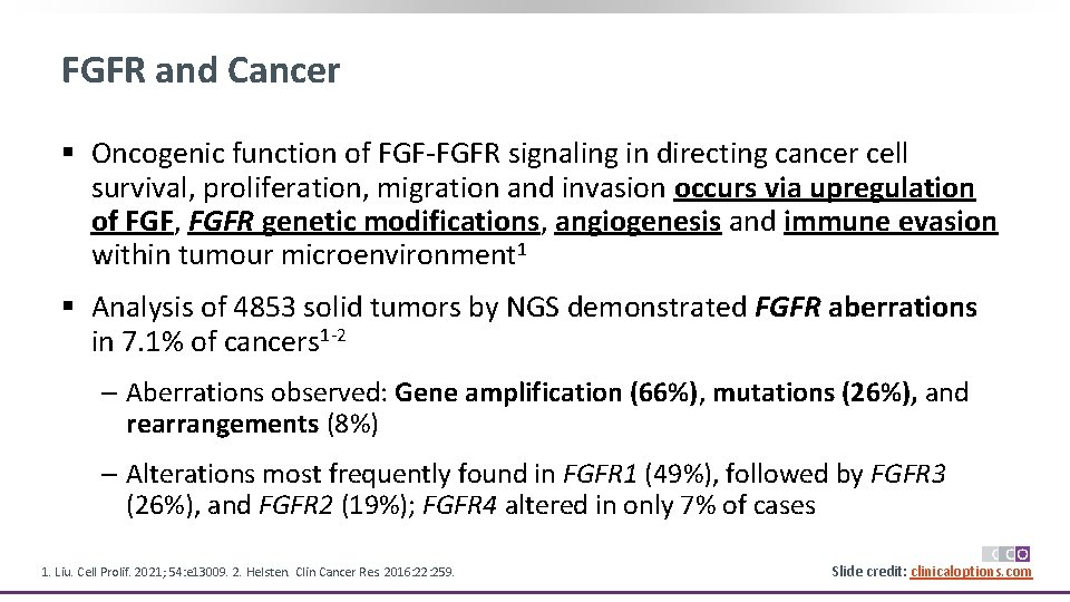 FGFR and Cancer § Oncogenic function of FGF-FGFR signaling in directing cancer cell survival,
