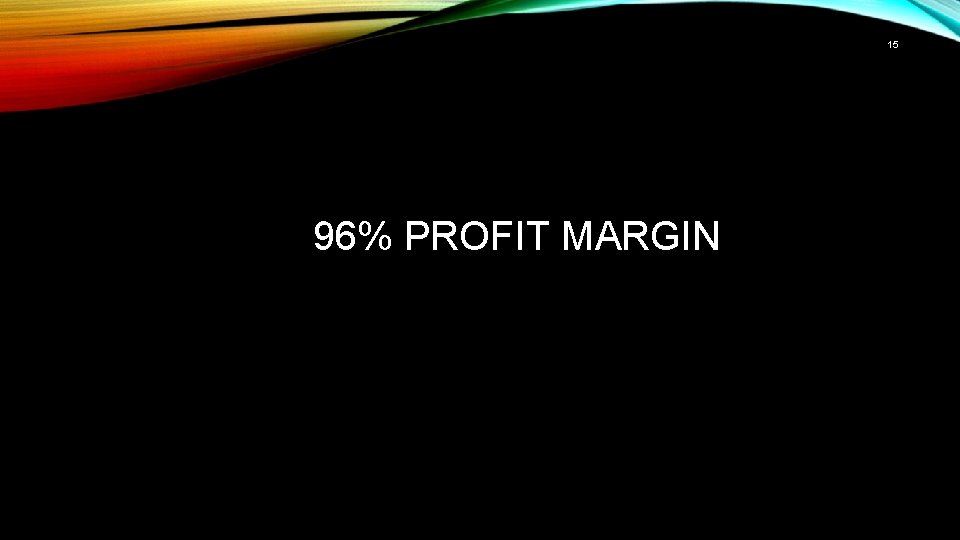 15 96% PROFIT MARGIN 