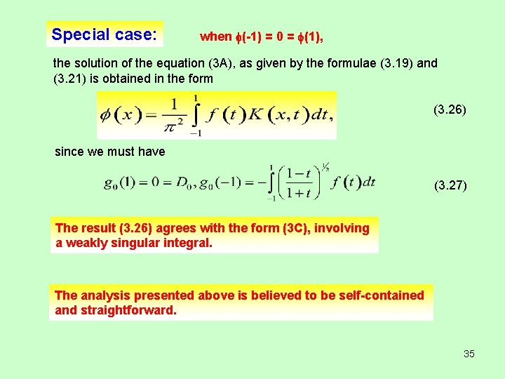 Special case: when (-1) = 0 = (1), the solution of the equation (3