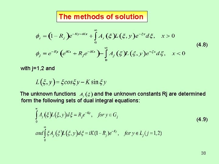 The methods of solution (4. 8) with j=1, 2 and The unknown functions and