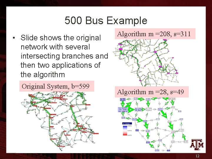 500 Bus Example • Slide shows the original network with several intersecting branches and