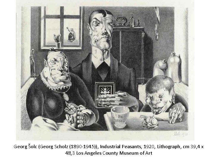 Georg Šolc (Georg Scholz (1890 -1945)), Industrial Peasants, 1920, Lithograph, cm 39, 4 x