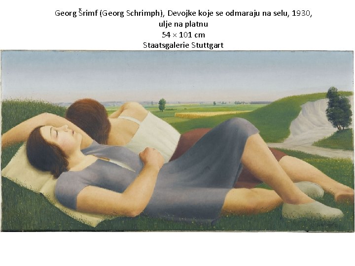 Georg Šrimf (Georg Schrimph), Devojke koje se odmaraju na selu, 1930, ulje na platnu