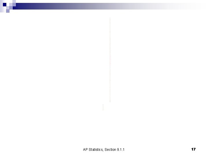 AP Statistics, Section 9. 1. 1 17 