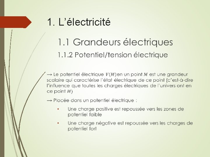 1. L’électricité 