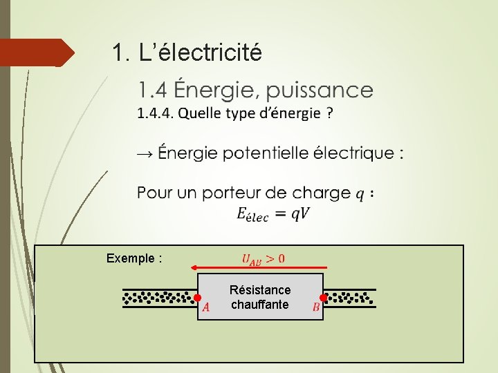 1. L’électricité Exemple : Résistance chauffante 