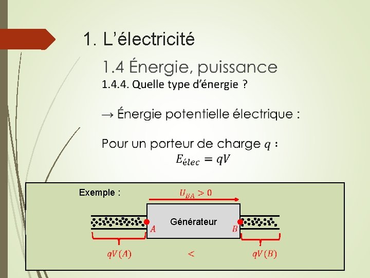 1. L’électricité Exemple : Générateur 