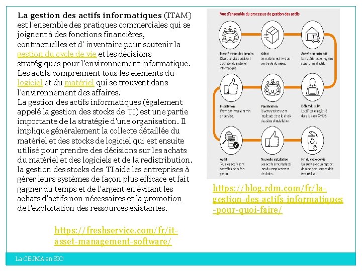 La gestion des actifs informatiques (ITAM) est l'ensemble des pratiques commerciales qui se joignent La gestion des actifs informatiques (ITAM) est l'ensemble des pratiques commerciales qui se joignent