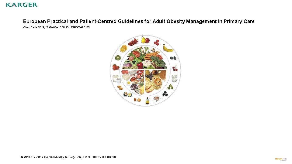 European Practical and Patient-Centred Guidelines for Adult Obesity Management in Primary Care Obes Facts