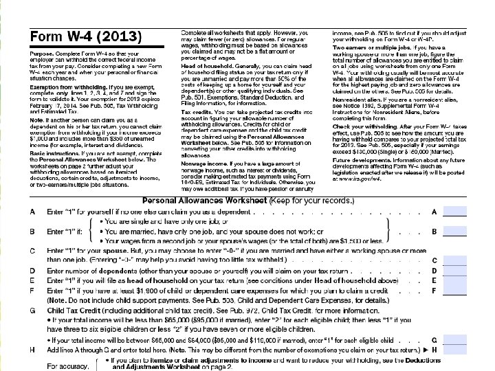 W-4 Form Slide 29 