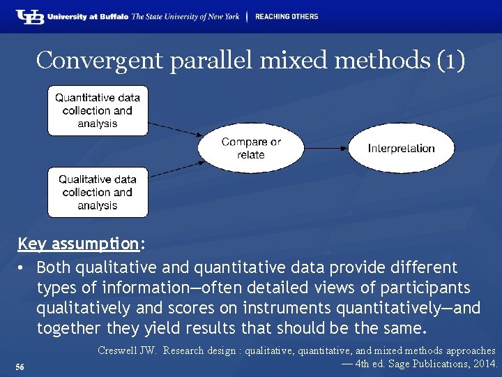 Convergent parallel mixed methods (1) Key assumption: • Both qualitative and quantitative data provide