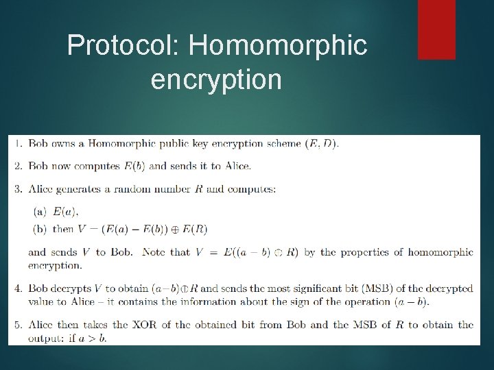 Protocol: Homomorphic encryption 