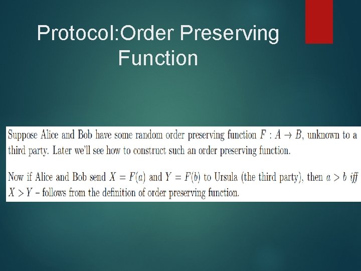 Protocol: Order Preserving Function 