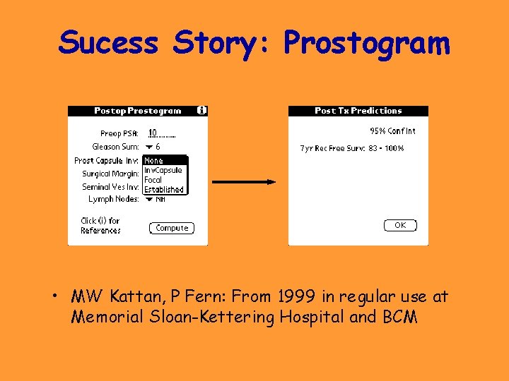 Sucess Story: Prostogram • MW Kattan, P Fern: From 1999 in regular use at