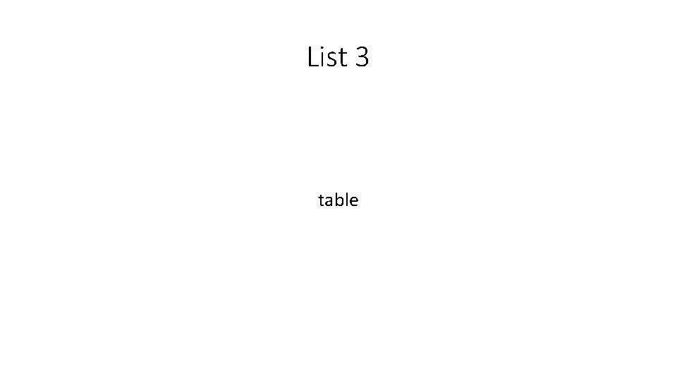 List 3 table 