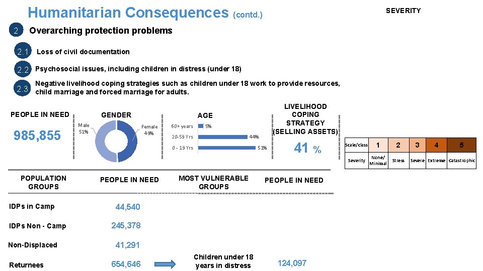 Humanitarian Consequences (contd. ) 2 SEVERITY Overarching protection problems 2. 1 Loss of civil